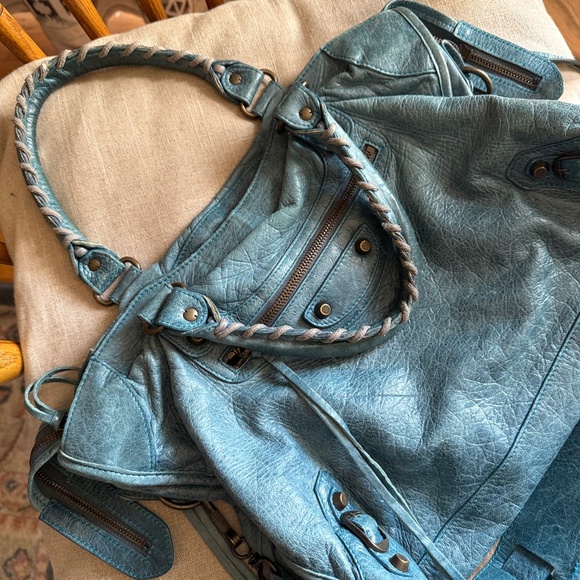 BALENCIAGA Spring 2005 City Bag Teal Blue, Chevre Leather - Rare, HTF Color! - Picture 8 of 16